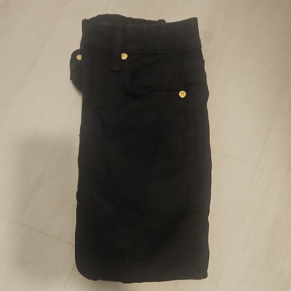 Solid Black Jeans with Gold Accents